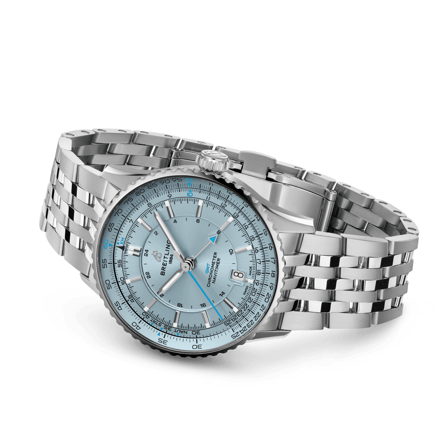 Breitling Navitimer Automatic GMT 41mm Men's Watch with Ice Blue Dial